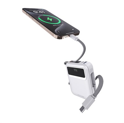 Lenyes C04-A Dijital LED Göstergeli Type-C ve Lightning Kablolu Powerbank 45W 5000mAh