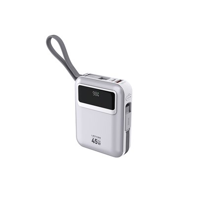Lenyes C04-A Dijital LED Göstergeli Type-C ve Lightning Kablolu Powerbank 45W 5000mAh