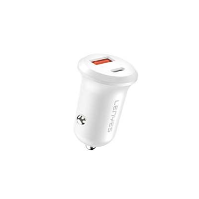Lenyes CA53 Hızlı Şarj Özellikli Dual Type-C + USB-A Portlu Mini Araç Şarj Aleti 30W