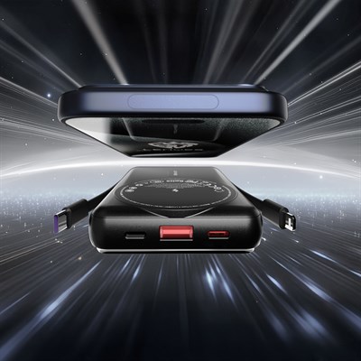 Lenyes P571 PD 22.5W Standlı M-safe Şarj Özellikli Type-C ve Lightning Kablolu Powerbank 15W 10000mAh