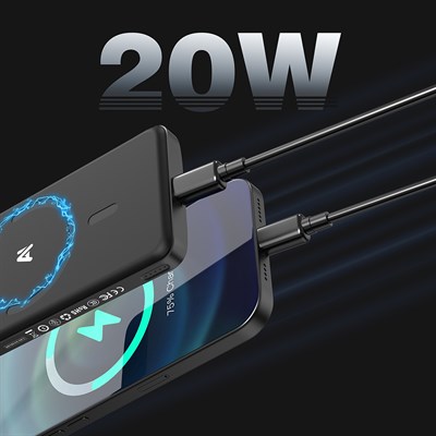 Lenyes PW1008D PD 20W LED Ekranlı Yapay Zeka Destekli Ultra İnce Wireless Powerbank 15W 10.000mAh
