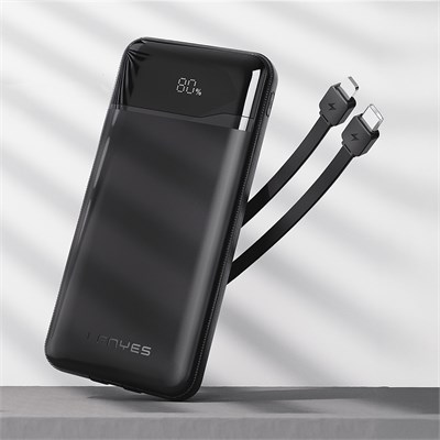 Lenyes PX180D Dijital LED Ekranlı Type-C ve Lightning Kablolu Powerbank 22.5W 10.000mAh