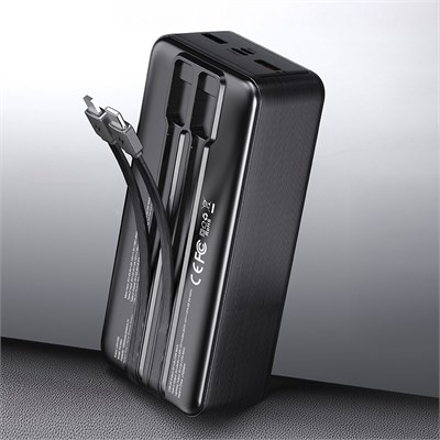 Lenyes PX380D Dijital LED Ekranlı Type-C ve Lightning Kablolu Powerbank 22.5W 30.000mAh
