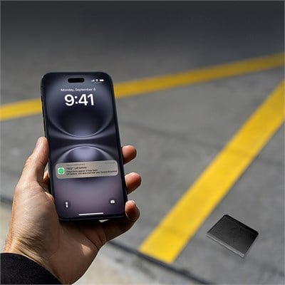 Micflip K02 iOS Cihazlar İçin FindMy Özellikli Pasaport Kart ve Sim Bölmeli Mikrofiber Kablosuz ve Pin Şarj Özellikli Deri Cüzdan