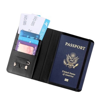 Micflip K02 iOS Cihazlar İçin FindMy Özellikli Pasaport Kart ve Sim Bölmeli Mikrofiber Kablosuz ve Pin Şarj Özellikli Deri Cüzdan