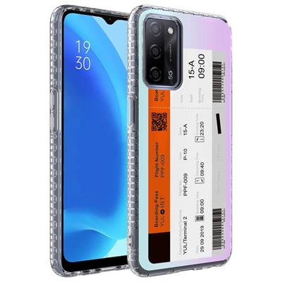 Oppo A54 4G Kılıf Airbag Kenarlı Renkli Desenli Silikon Zore Elegans Kapak
