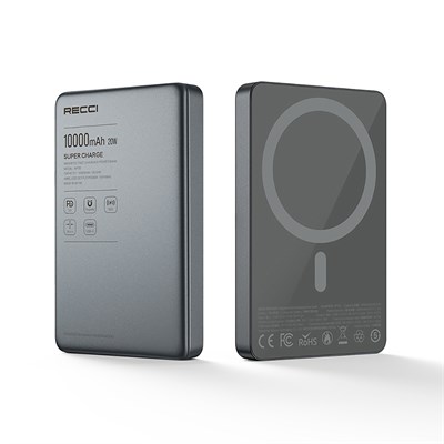 Recci RP35 PD 20W Led Göstergeli Hızlı Şarj Özellikli Wireless Powerbank 15W 10000mAh