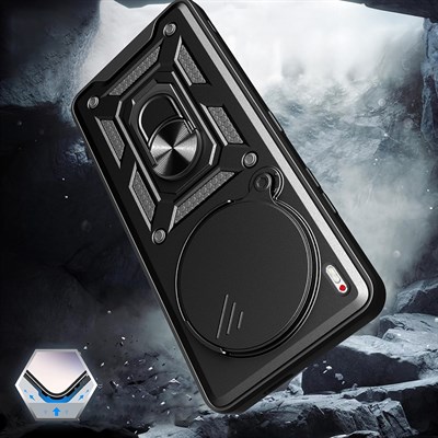 Tecno Camon 40 Premier 5G Kılıf Magnetik Standlı Kamera Korumalı Zore Sürgülü Vega Kapak