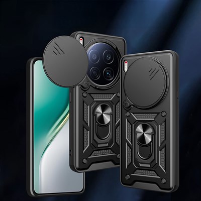 Tecno Camon 40 Premier 5G Kılıf Magnetik Standlı Kamera Korumalı Zore Sürgülü Vega Kapak