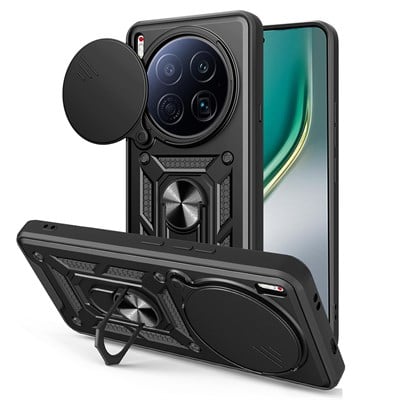 Tecno Camon 40 Premier 5G Kılıf Magnetik Standlı Kamera Korumalı Zore Sürgülü Vega Kapak