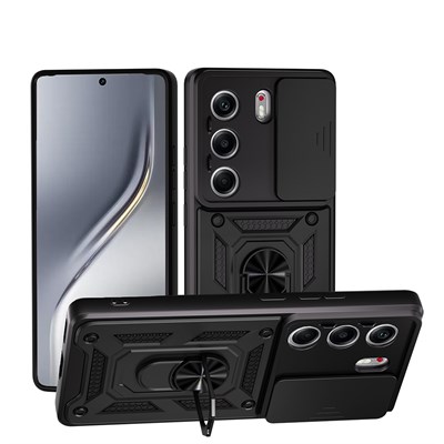 Tecno Camon 40 Pro Kılıf Magnetik Standlı Kamera Korumalı Zore Sürgülü Vega Kapak