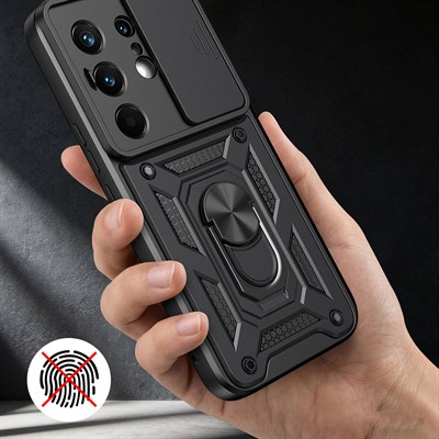 Tecno Camon 50 Pro Kılıf Magnetik Standlı Kamera Korumalı Zore Sürgülü Vega Kapak