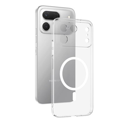 Tecno Spark 50 Pro Kamera Korumalı M-Safe Şarj Özellikli Şeffaf Zore London Sert PC Kapak