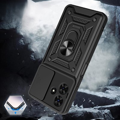 Tecno Spark Go 2 Kılıf Magnetik Standlı Kamera Korumalı Zore Sürgülü Vega Kapak
