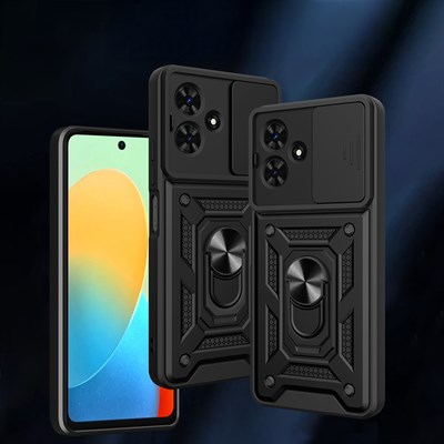 Tecno Spark Go 2 Kılıf Magnetik Standlı Kamera Korumalı Zore Sürgülü Vega Kapak