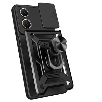 Vivo Y18 Kılıf Magnetik Standlı Kamera Korumalı Zore Sürgülü Vega Kapak