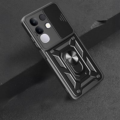 Vivo Y29 4G Kılıf Magnetik Standlı Kamera Korumalı Zore Sürgülü Vega Kapak