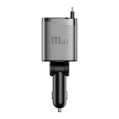 Wiwu Wi-CC034 Type-C + USB-A Hızlı Şarj Özellikli GaN Teknolojili Dahili Kablolu Araç Şarj Aleti 11W