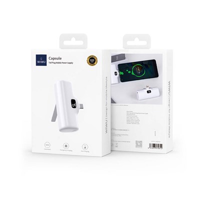 Wiwu Wi-P017 Capsule Serisi 2in1 Mini Taşınabilir Standlı Askılı Lightning Powerbank 5000mAh