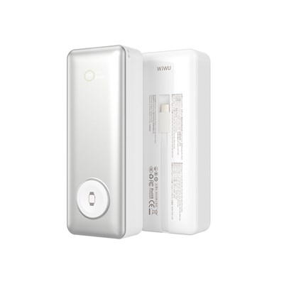 Wiwu Wi-P023 Elite Serisi Dijital LED Göstergeli Akıllı Saat Kablosuz Şarj Özellikli Taşınabilir Powerbank 20000mAh 145W