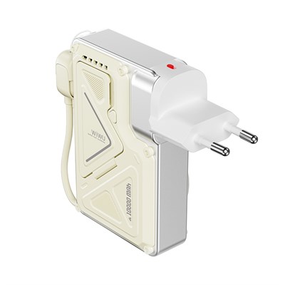 Wiwu Wi-P057 Knight Serisi Taşınabilir Wireless Type-C ve Lightning Kablolu Standlı PD Powerbank 35W 10000mAh