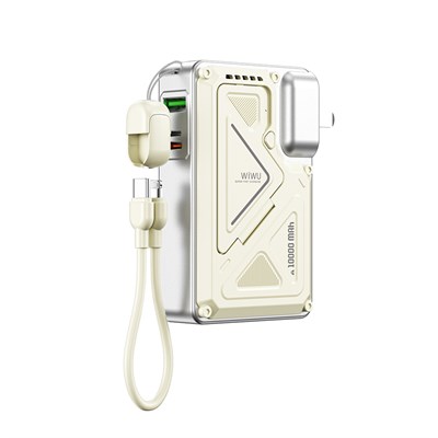 Wiwu Wi-P057 Knight Serisi Taşınabilir Wireless Type-C ve Lightning Kablolu Standlı PD Powerbank 35W 10000mAh