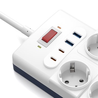 Wiwu Wi-S008 20W GaN Tech Power Strip 14 in 1 Çoklu Priz 2M
