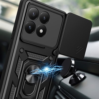 Xiaomi 15T Kılıf Magnetik Standlı Kamera Korumalı Zore Sürgülü Vega Kapak