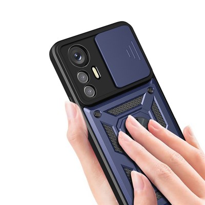 Xiaomi Mi 12 Lite Kılıf Magnetik Standlı Kamera Korumalı Zore Sürgülü Vega Kapak