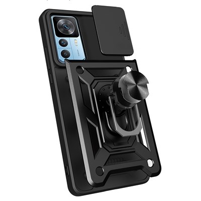 Xiaomi Mi 12T Pro Kılıf Magnetik Standlı Kamera Korumalı Zore Sürgülü Vega Kapak