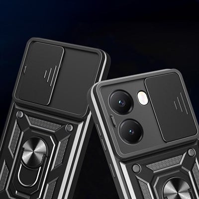 Xiaomi Poco X7 Pro Kılıf Magnetik Standlı Kamera Korumalı Zore Sürgülü Vega Kapak