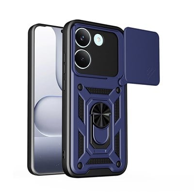 Xiaomi Poco X8 Pro Kılıf Magnetik Standlı Kamera Korumalı Zore Sürgülü Vega Kapak