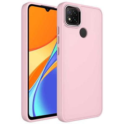 Xiaomi Redmi 10A Kılıf Metal Çerçeve ve Buton Tasarımlı Silikon Zore Luna Kapak