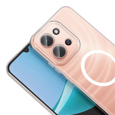 Xiaomi Redmi 15C Kamera Korumalı M-Safe Şarj Özellikli Şeffaf Zore London Silikon Kapak