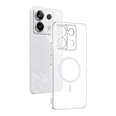 Xiaomi Redmi Note 13 Pro 4G Kamera Korumalı M-Safe Şarj Özellikli Şeffaf Zore London Silikon Kapak
