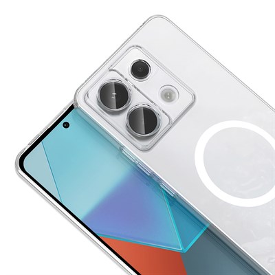 Xiaomi Redmi Note 13 Pro 4G Kamera Korumalı M-Safe Şarj Özellikli Şeffaf Zore London Silikon Kapak