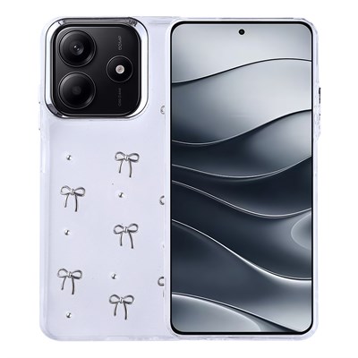 Xiaomi Redmi Note 14 4G Kılıf Airbag Tasarımlı Simli Şeffaf Zore Kutup Kapak