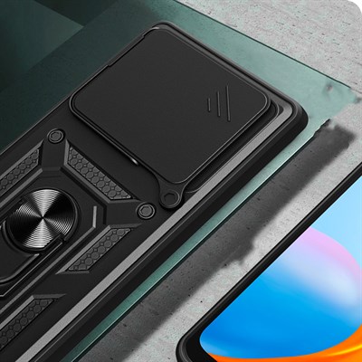 Xiaomi Redmi Note 15 4G Kılıf Magnetik Standlı Kamera Korumalı Zore Sürgülü Vega Kapak