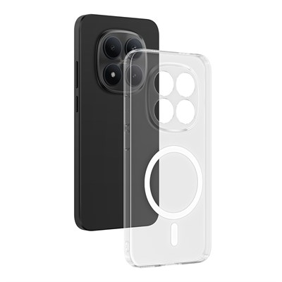 Xiaomi Redmi Note 15 Pro Plus Kamera Korumalı M-Safe Şarj Özellikli Şeffaf Zore London Sert PC Kapak