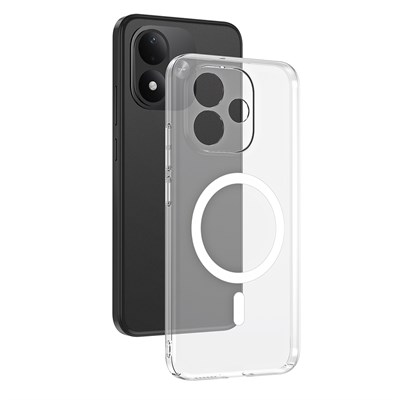Xiaomi Redmi Note 17 Kamera Korumalı M-Safe Şarj Özellikli Şeffaf Zore London Sert PC Kapak