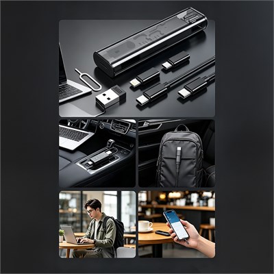 Zore 5in1 Type-C to Type-C PD Kablolu 60W Çevirici Adaptör Seti Saklama Kutusu