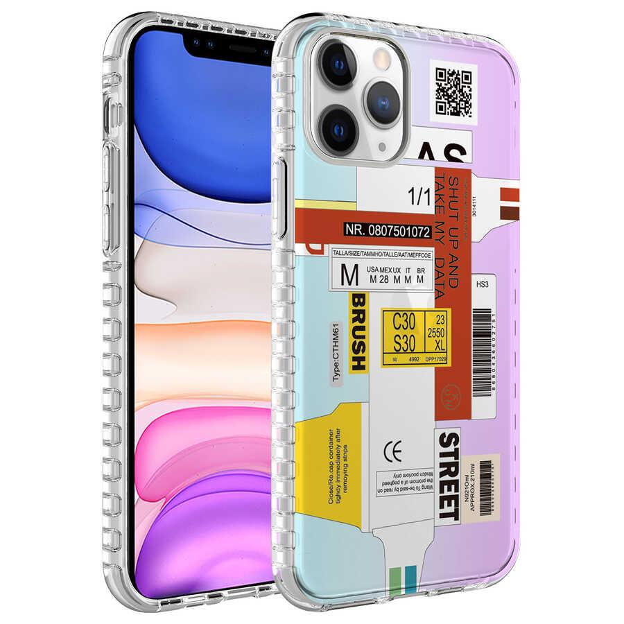 Apple iPhone 11 Pro Kılıf Airbag Kenarlı Renkli Desenli Silikon Zore Elegans Kapak