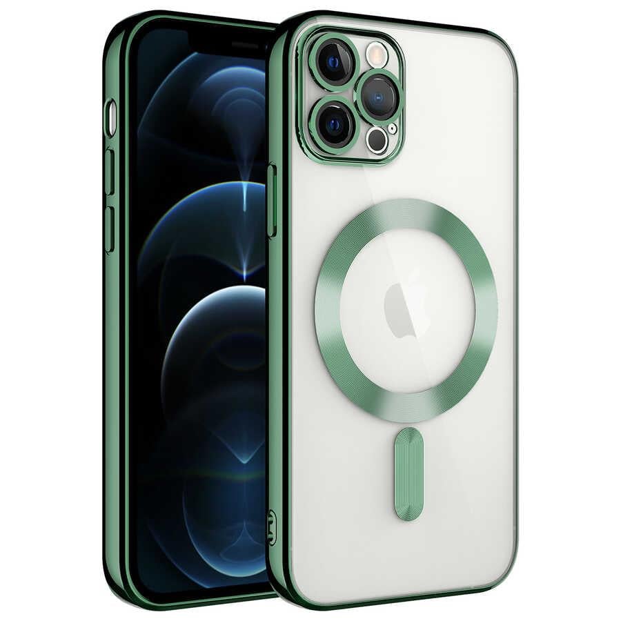 Apple iPhone 12 Pro Max Kılıf Kamera Korumalı M-safe Wireless Şarj Özellikli Zore Demre Kapak