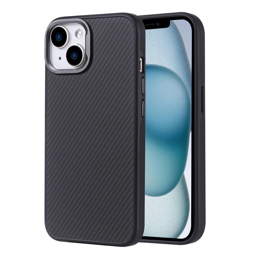 Apple iPhone 14 Kılıf M-safe Şarj Özellikli Karbon Fiber Görünümlü Zore Troy Kapak