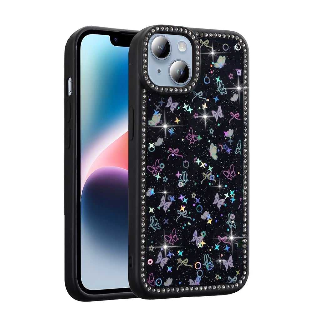 Apple iPhone 14 Kılıf Taşlı ve Simli Tasarım Zore Azra Kapak