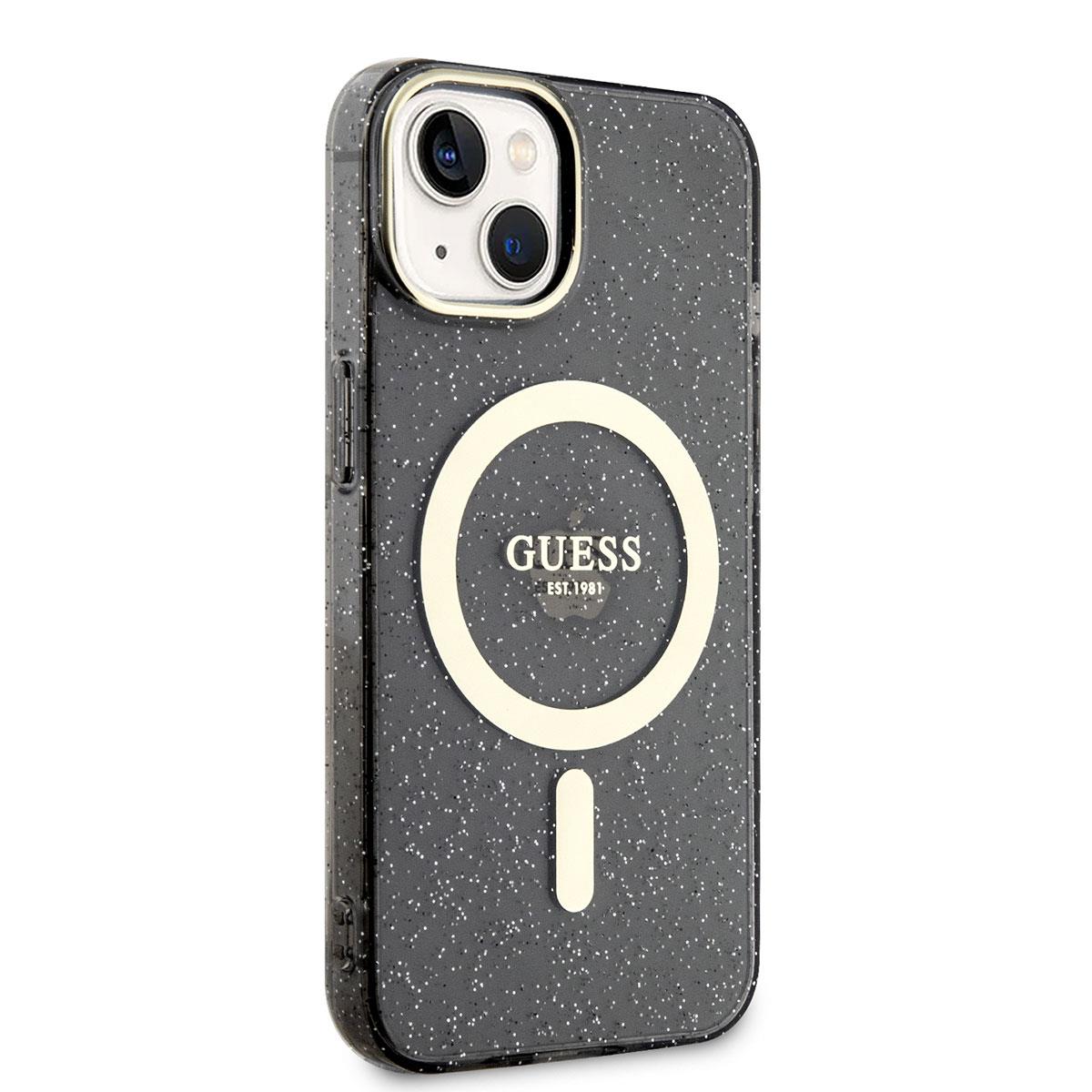 Apple iPhone 14 Plus Kılıf GUESS M-safe Şarj Özellikli Glitter Kapak