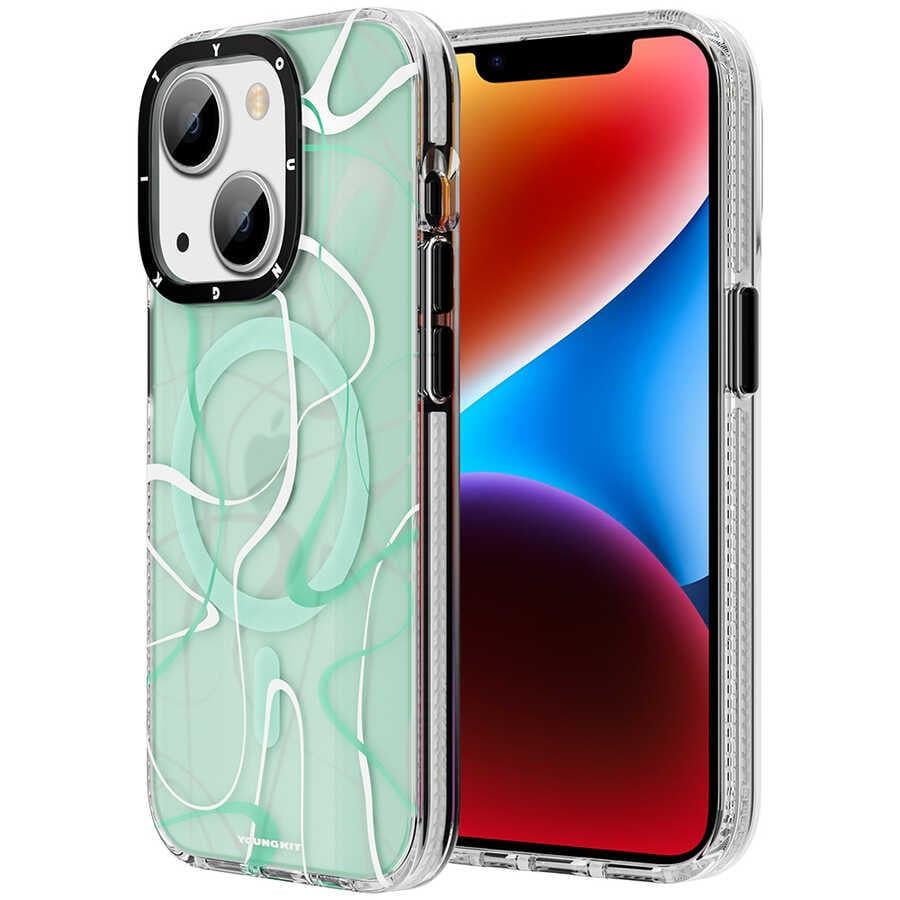 Apple iPhone 14 Plus Kılıf M-safe Şarj Özellikli Youngkit Water-Ink Serisi Kapak