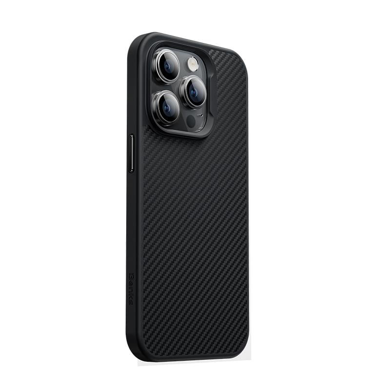 Apple iPhone 14 Pro Kılıf Karbon Fiber M-safe Şarj Özellikli Benks 600D Hybrid Kevlar Kapak