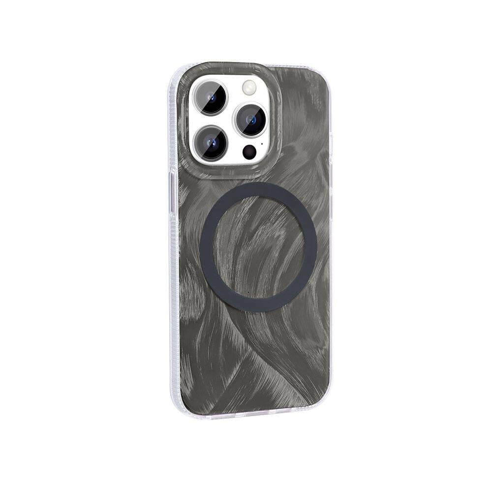 Apple iPhone 14 Pro Kılıf M-safe Şarj Özellikli Fırça Boya Desenli Zore Palet Kapak