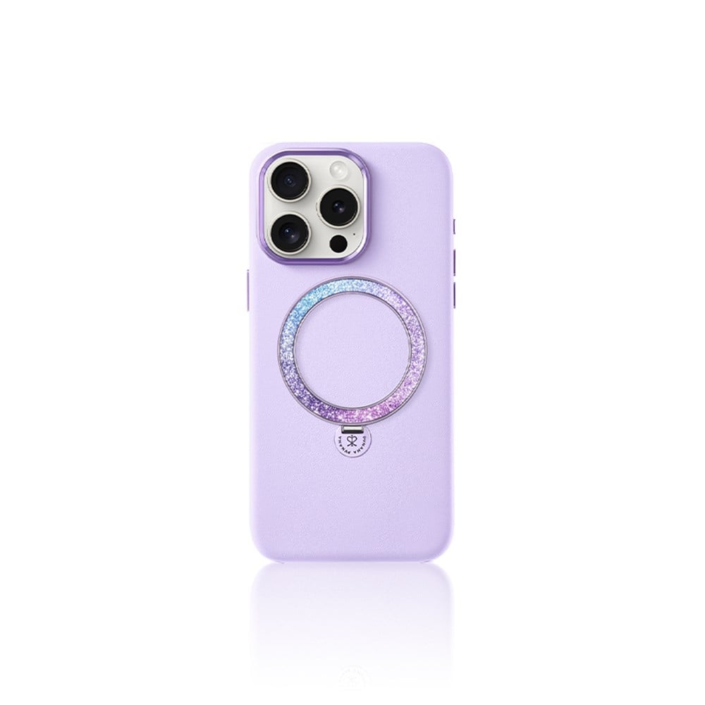 Apple iPhone 14 Pro Kılıf M-safe Şarj Özellikli Standlı Suni Deri Tasarımlı Pynana Dancing Circle Serisi Kapak